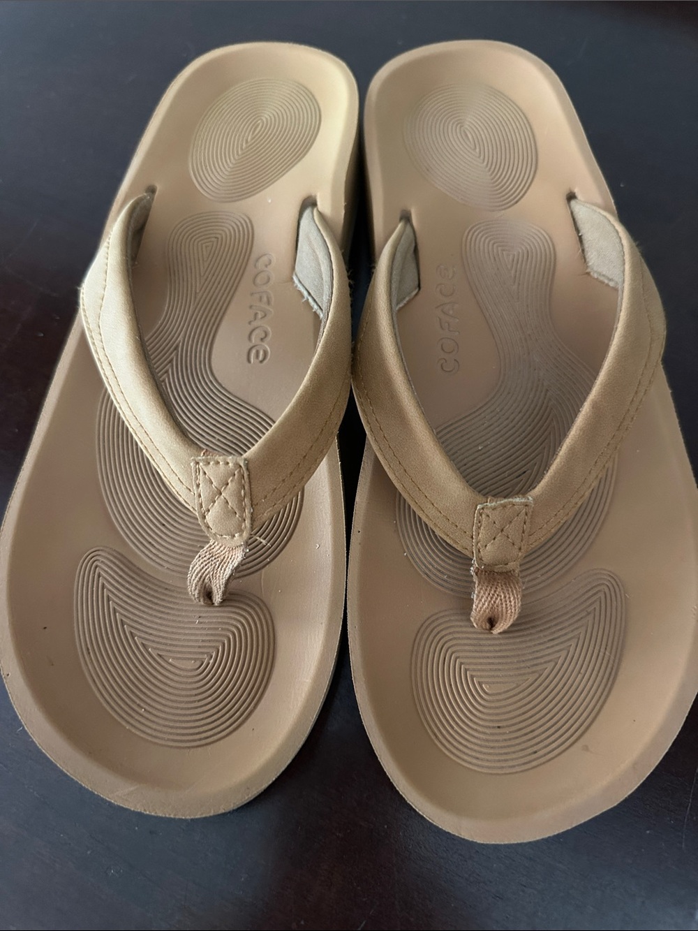 Coface Comfort Foam Women's Tan Flip Flop Sandals, Size 8.5M